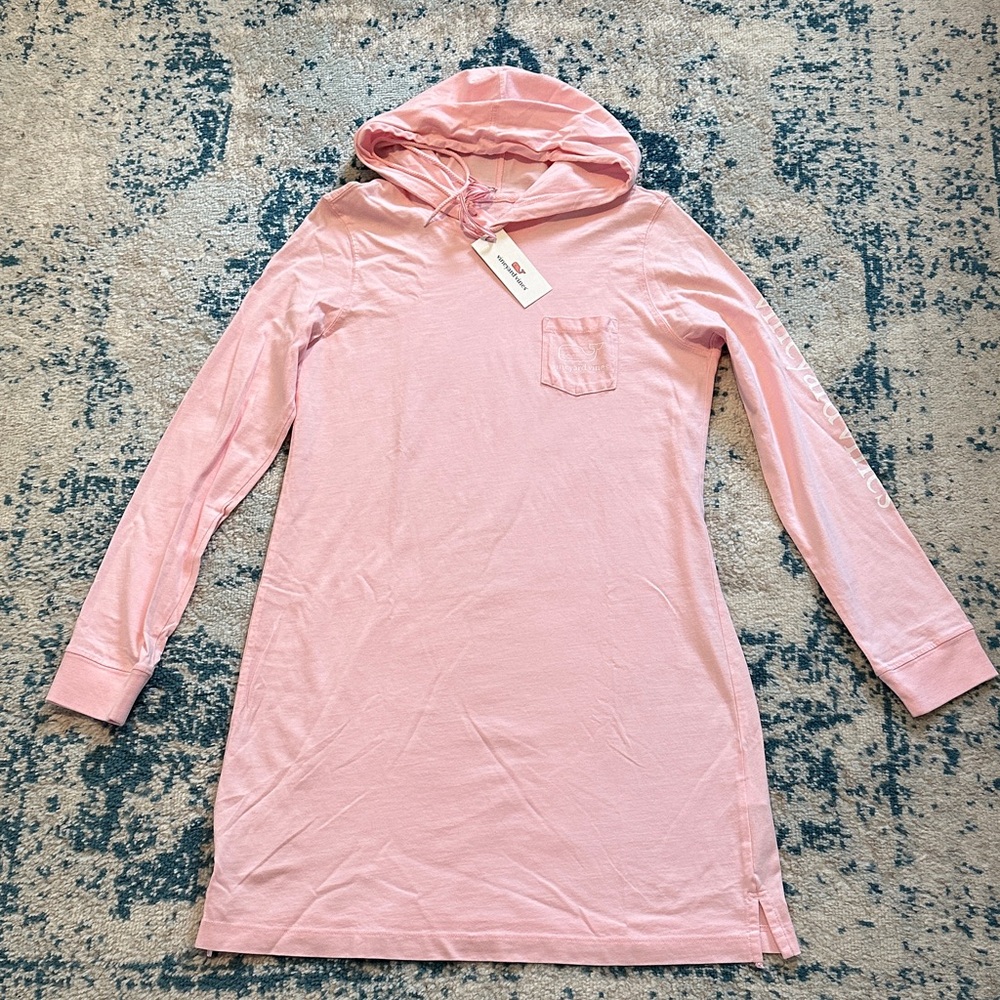 Vineyard Vines Light Pink Tee Hooded Dress NWT Small cute nautical
